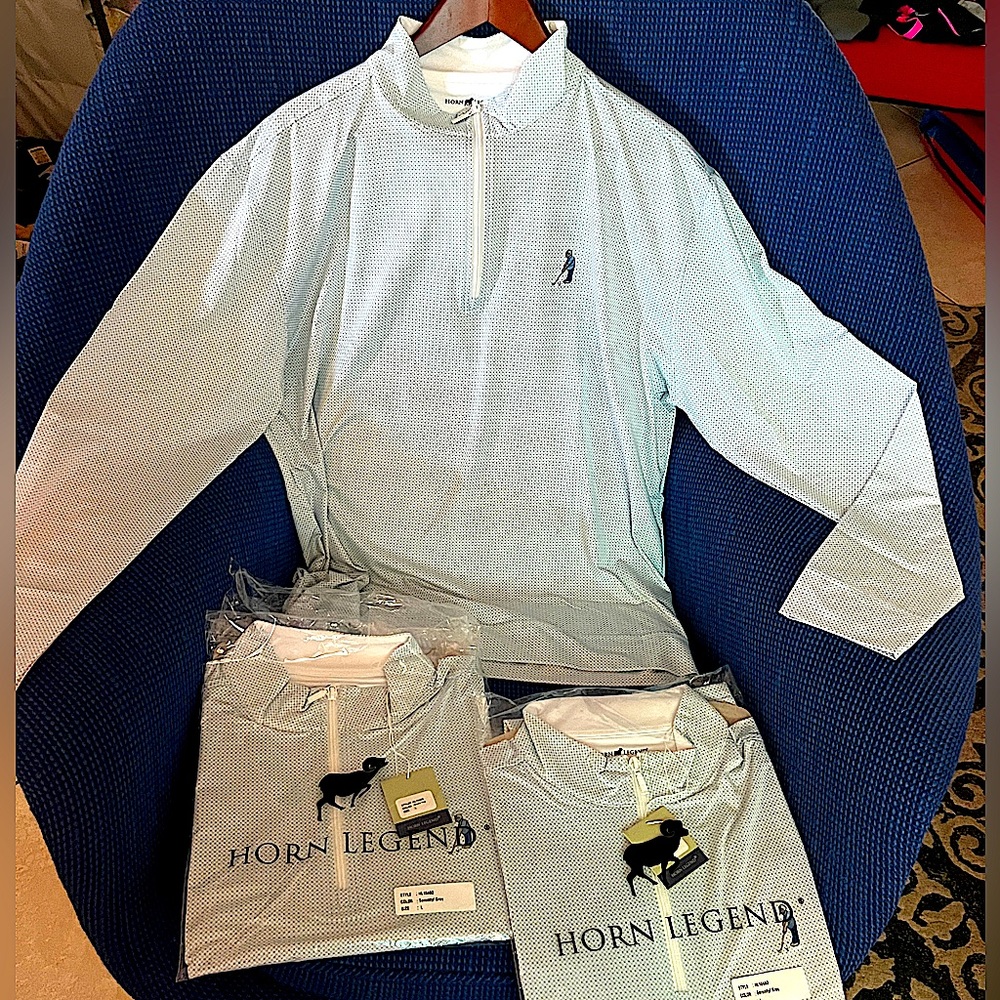 Horn Legend Serenity/Grey Size: L Golf Long Sleeve Shirts